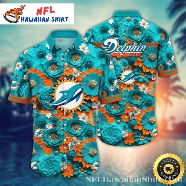 Oceanic Bloom – Miami Dolphins Floral Fanfare Hawaiian Shirt