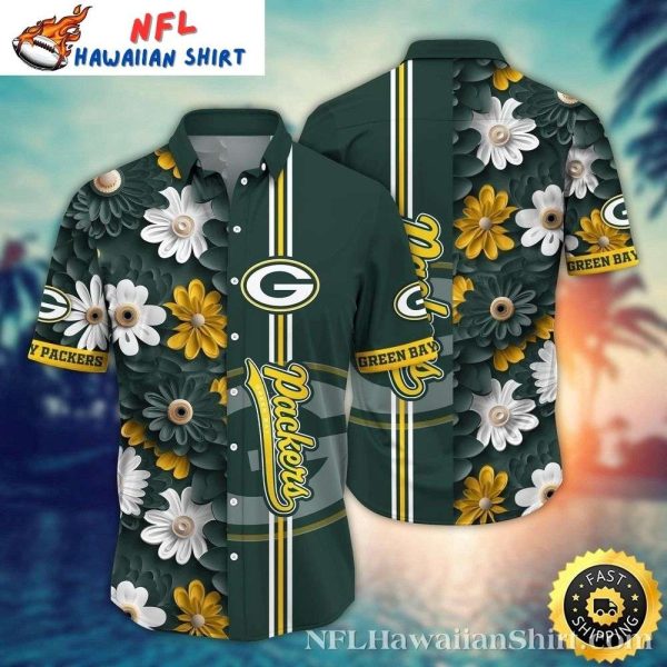 Packers Striped Floral Accent Men’s Hawaiian Shirt