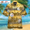 Personalized Steelers Fanfare White And Yellow Diagonal Aloha Shirt