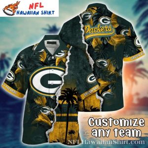 Palm Frond Fade – Green Bay Packers Split Design Hawaiian Shirt
