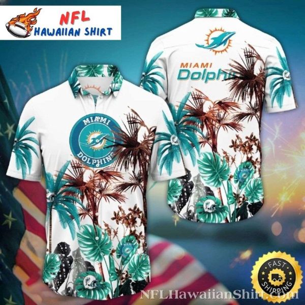 Palm Playbook – Miami Dolphins Beachside Strategy Hawaiian Shirt