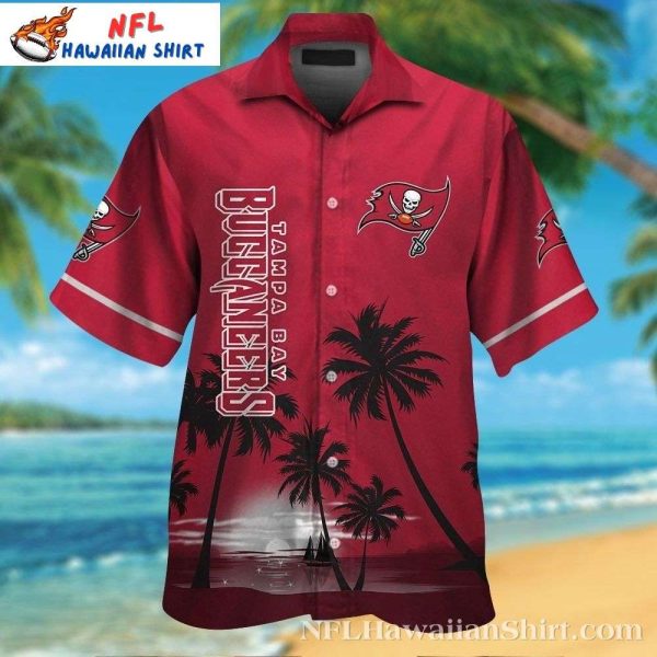 Palm Shadows Buccaneers Red Horizon NFL Hawaiian Buccaneers Shirt