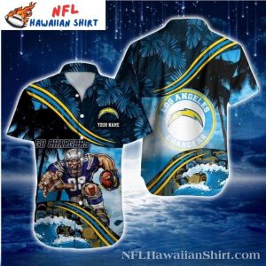 Palm Shadows Playbook – Los Angeles Chargers Nighttime Tropical Hawaiian Shirt
