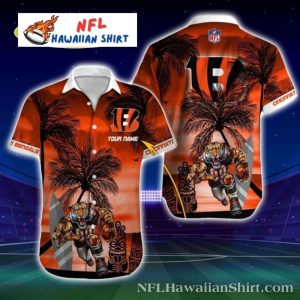 Palm Tree Touchdown Cincinnati Bengals Custom Name Hawaiian Shirt