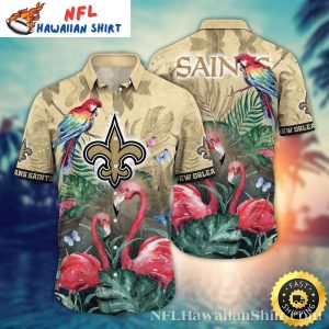Parrot And Flamingo Tropical New Orleans Saints Hawaiian Shirt