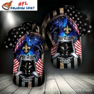 Patriotic Eagle Clash – New Orleans Saints American Spirit Hawaiian Shirt