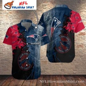 Patriotic Flair Personalized Patriots Hawaiian Shirt – Red, White And Blue Splatter Design
