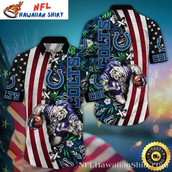 Patriotic Mascot Showdown – Indianapolis Colts Hawaiian Football Shirt