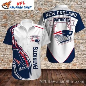 Patriotic Pride White And Navy New England Patriots Hawaiian Shirt