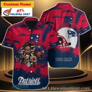 Patriotic Surge – New England Patriots Custom Name Hawaiian Shirt With Team Mascot