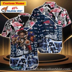 Patriots Mascot Pride – Floral Burst New England Patriots Hawaiian Shirt