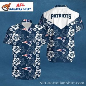 Patriots Midnight Hibiscus Elegance Hawaiian Shirt