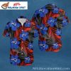 Patriots Tropical Hibiscus Hawaiian Shirt – Navy With Red Florals And Team Logo