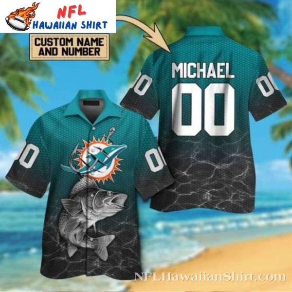 Personalized Miami Dolphins Marlin Design Aqua Hawaiian Shirt – Fan Tailored Tropical Wear