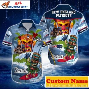 Personalized Tiki Touchdown New England Patriots Hawaiian Shirt