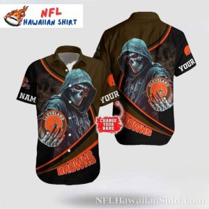 Phantom Quarterback – Personalized Cleveland Browns Skull Hawaiian Shirt