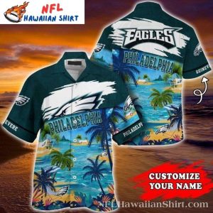 Philadelphia Eagles Beachside Spirit Custom Name Hawaiian Shirt