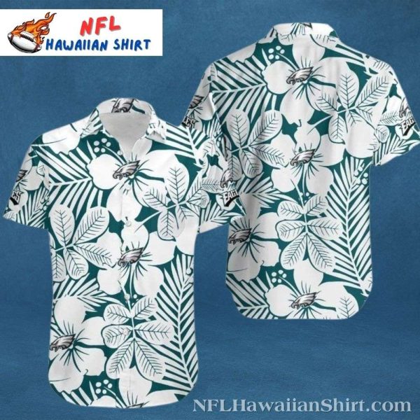 Philadelphia Eagles Botanical Elegance White Floral Hawaiian Shirt