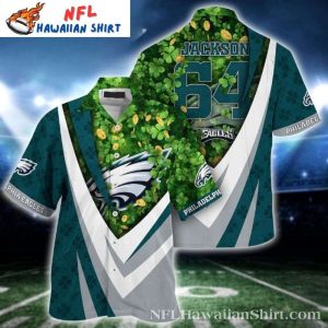Philadelphia Eagles Lucky Clover Custom Number Green Aloha Shirt