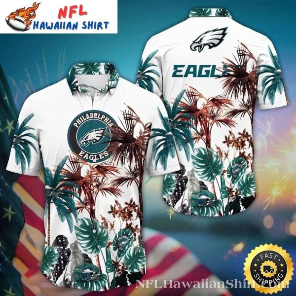 Philadelphia Eagles Palm Tree White Aloha Hawaiian Shirt