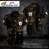 Pittsburgh Steelers Golden Petals And Bold Stripes Hawaiian Shirt