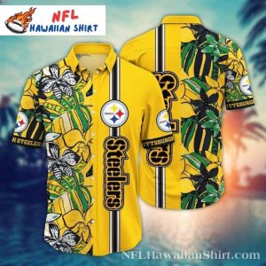 Pittsburgh Steelers Monochrome Foliage Fan Hawaiian Shirt