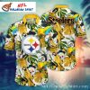 Pittsburgh Steelers Mickey Fanfare Black And Gold Aloha Shirt