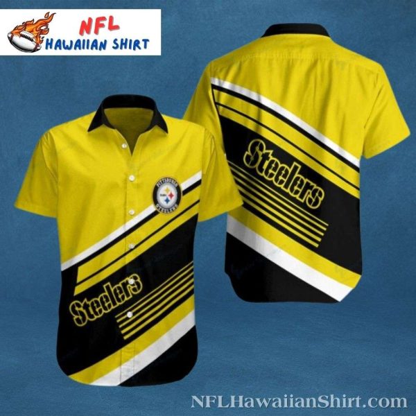 Pittsburgh Steelers Yellow Blitz Diagonal Stripe Hawaiian Shirt