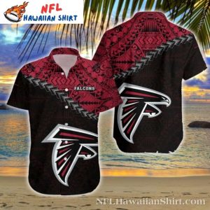 Polynesian Patterns Atlanta Falcons Hawaiian Shirt – Men’s NFL Black Red Design