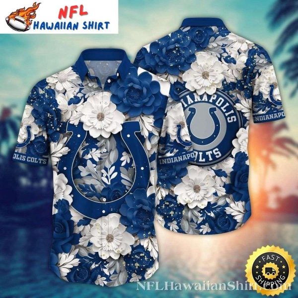 Pristine Petals Indianapolis Colts Hawaiian Shirt – Classic Floral Fanfare
