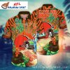 Personalized Hibiscus Blitz Cleveland Browns Hawaiian Shirt