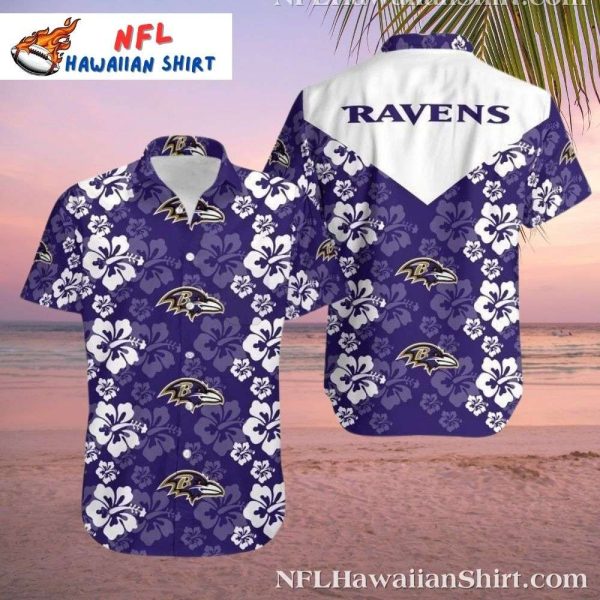 Purple Passion Ravens Hibiscus Hawaiian Shirt