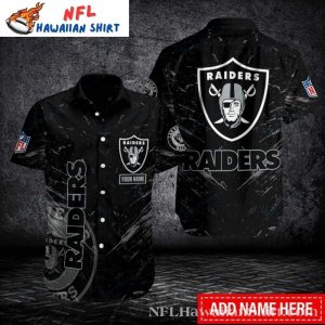 Raiders Dark Distressed Emblem Custom Name Hawaiian Shirt