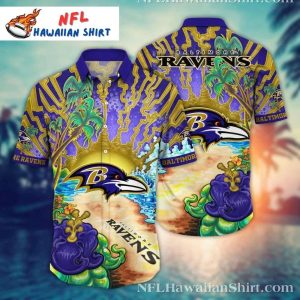 Ravens Electric Wave Hawaiian Shirt – Psychedelic Baltimore Beachwear