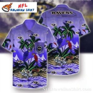 Ravens Parrot Paradise Hawaiian Shirt – Tropical Bird Fan Flair