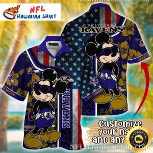 Ravens Patriotic Cheer Hawaiian Shirt – Star-Spangled Fan Fashion