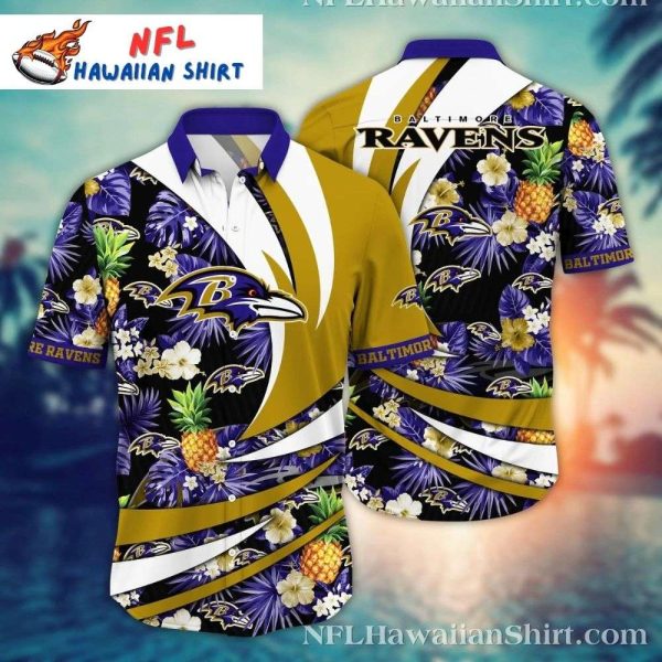 Ravens Pineapple Twist – Tropical Stripe Baltimore Hawaiian Shirt