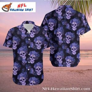Ravens Skull Garden Hawaiian Shirt – Edgy Baltimore Floral Ravens Aloha Wear