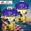 Sunset Stripes Baltimore Ravens Purple Gold Hawaiian Shirt