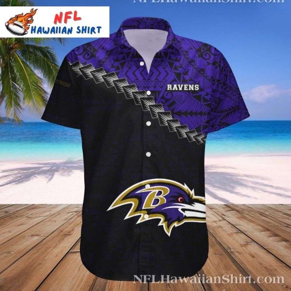 Ravens Tribal Beat Hawaiian Shirt – Black And Purple Polynesian Flair