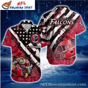 Red Black Falcons Football Rush Hawaiian Shirt – Starry Night Custom Name