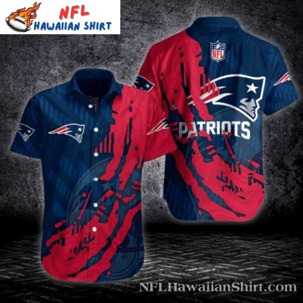 Red Zone Blast Custom New England Patriots Hawaiian Shirt – Abstract Artistic Design