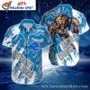Personalized Name And Lions Logo Blue Hawaiian Lions Shirt