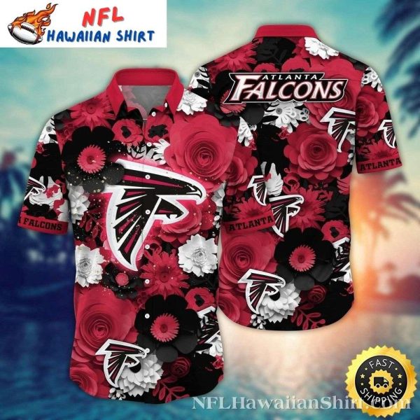 Roses Falcons – Bold Black And Red Atlanta Falcons Hawaiian Shirt