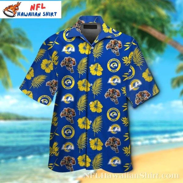 Royal Blue Ram’s Reign Hawaiian Shirt – Team Mascot And Hibiscus Highlights
