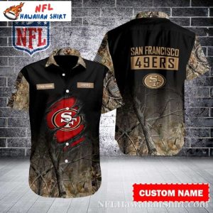 San Francisco 49ers Camo Hunt Custom Name Hawaiian Shirt