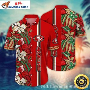 San Francisco 49ers Floral Elegance Striped Aloha Shirt