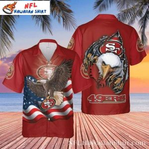 San Francisco 49ers Majestic Eagle Americana Aloha Shirt
