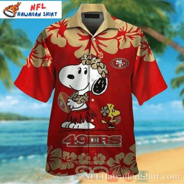 San Francisco 49ers Tropical Hawaiian Shirt – Cute Snoopy Woodstock Edition