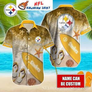 Sandy Sidelines – Steelers Beach Vibes Personalized Hawaiian Shirt